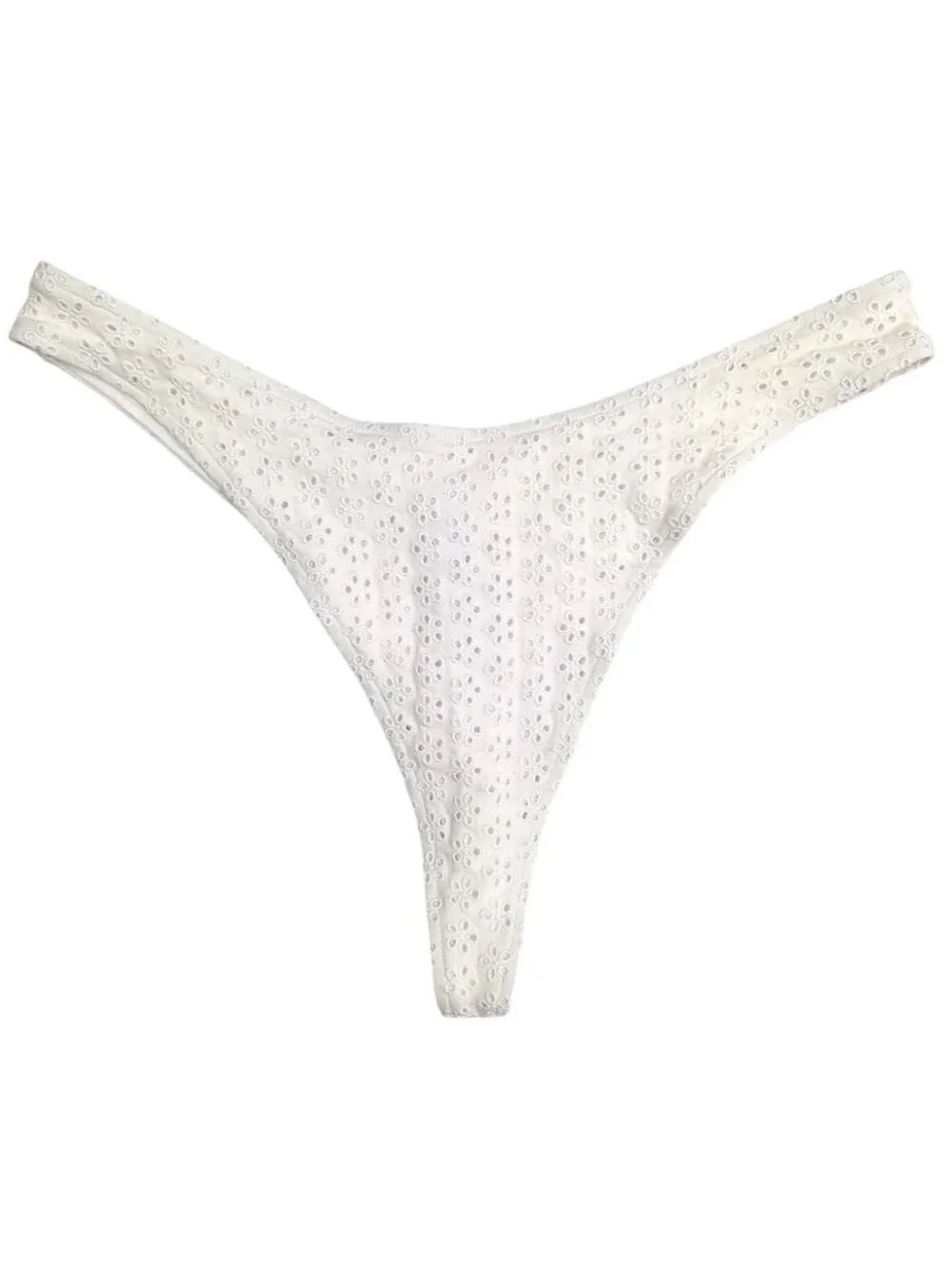 Frankies Bikinis X VS Pink White Eyelet Thong Bikini Set Size L